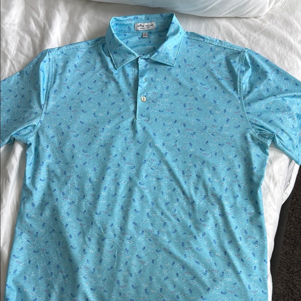Peter Millar Men's Blue Golf Polo